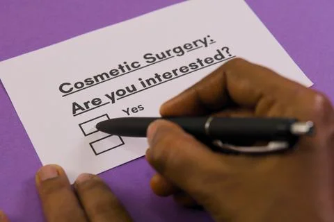 Interest in cosmetic surgery displayed on a form Stock Photos