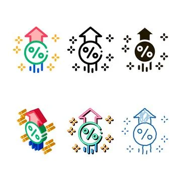 Interest forms increase rise up icon vector outline Stock Illustration