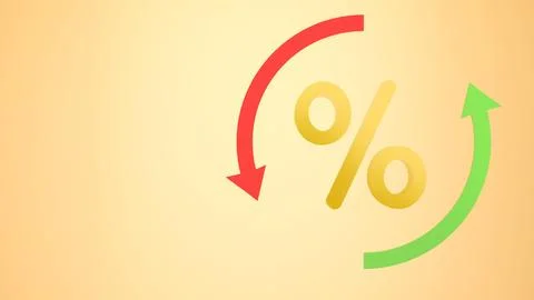 Interest percentage goes up or down. Business ideas, costs and loans,3d ren.. Stock Illustration