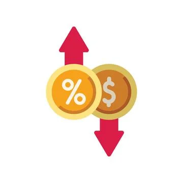 Interest rate increasing while currency value decreasing Stock Illustration