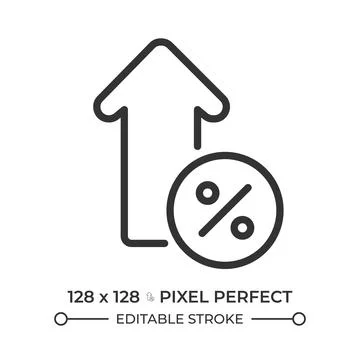 Interest rate pixel perfect line icon Stock Illustration