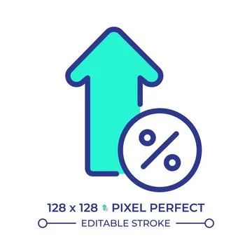 Interest rate pixel perfect line color icon Stock Illustration