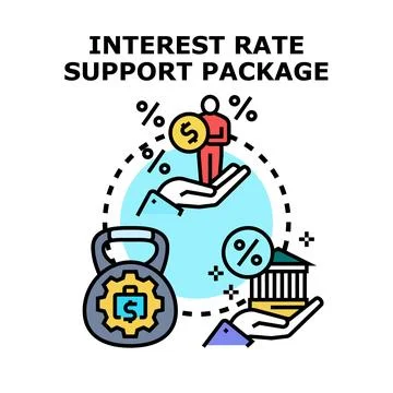 Interest rate support package providing financial stability Stock Illustration