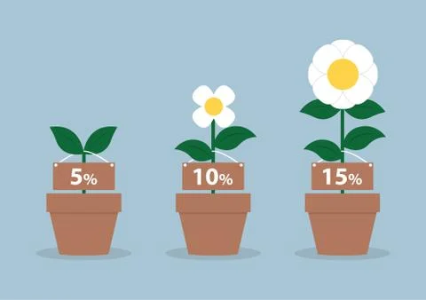 Interest rates and different size of flowers, Financial concept Stock Illustration