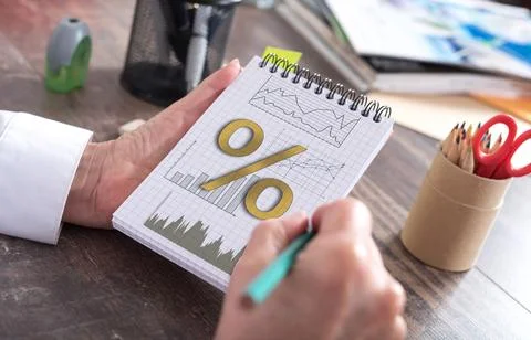 Interest rates concept on a notepad Stock Photos