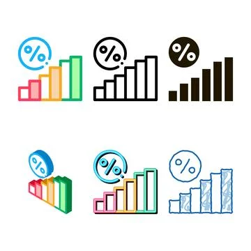 Interest rising statistics icon vector types outline Stock Illustration