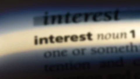 Interest word in a dictionary. Stock Footage 99561443