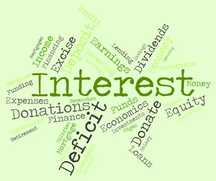 Interest Word Shows Return Rate And Savings Stockillustratie