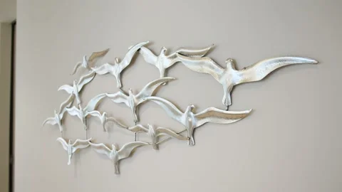 Interesting Abstract Silver Bird Wall Decoration / Art Vídeos de archivo 131959118