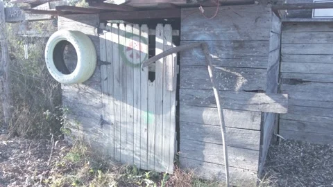 Interesting Background Shed and Tools, Scythe Long Shadows 動画素材 200852325
