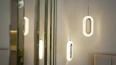 Interesting chandeliers in the room, close-up. Stock Footage 276319074
