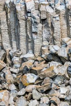 Interesting columnar basalt Stock Photos