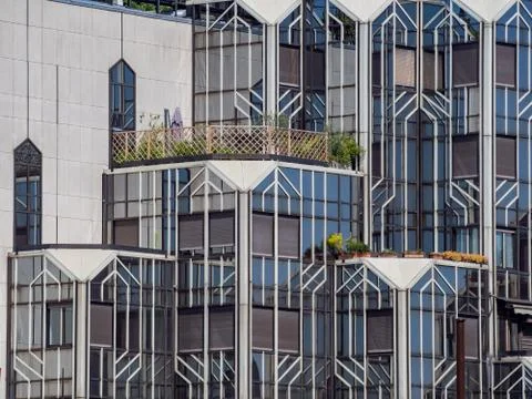 Interesting design of window of a building 스톡 사진