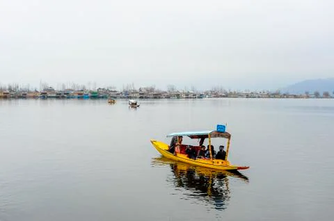 Interesting environment at Dal Lake where there is a boat called shakira. one of 스톡 사진
