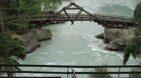 Interesting foot old bridge Stock Footage 27525325