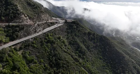 Interesting Highway Intersection on the Side of a Mountain Crestline California Stock Footage 236260880