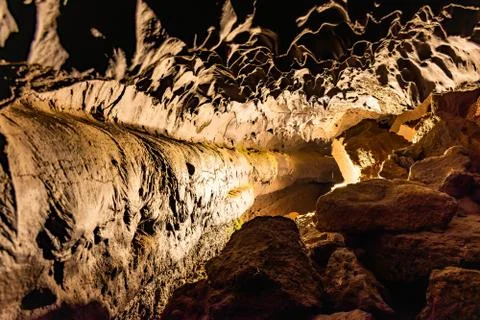 Interesting lava structures Cueva de los Verdes, an amazing lava tube and Stock Photos