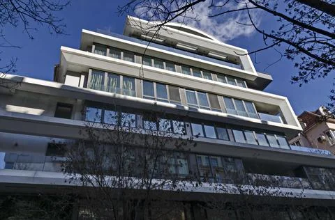 Interesting modern structures maximizing the use of roof spaces Stock Photos