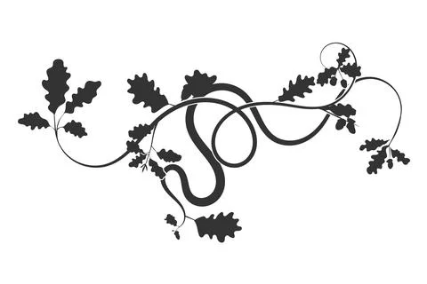 An interesting oak and acorn pattern tangled tree 库存插图