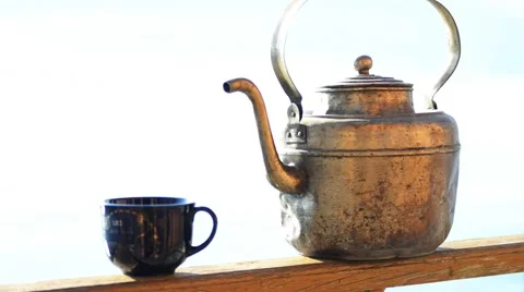 Interesting old kettle. Stock Footage 46501585
