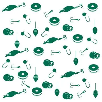 Interesting pattern with different tools for fishing Illustrazione stock