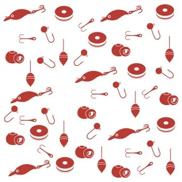 Interesting pattern with different tools for fishing Stock Illustration