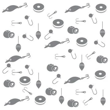Interesting pattern with different tools for fishing Stockillustratie