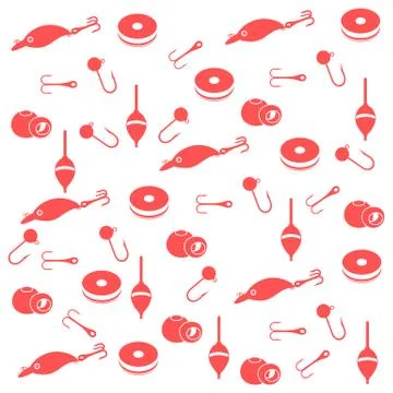 Interesting pattern with different tools for fishing Stock Illustration