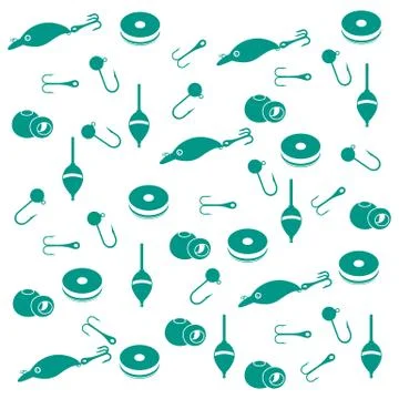 Interesting pattern with different tools for fishing Stock Illustration
