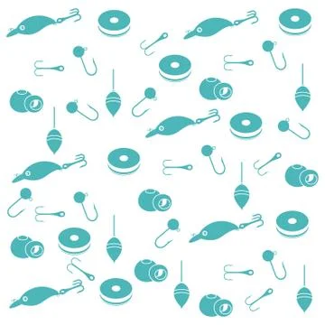 Interesting pattern with different tools for fishing 스톡 일러스트
