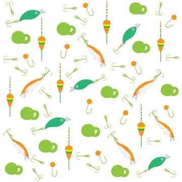 Interesting pattern with different tools for fishing Stock Illustration