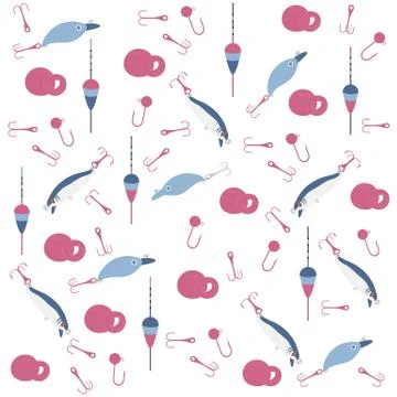 Interesting pattern with different tools for fishing Stock Illustration