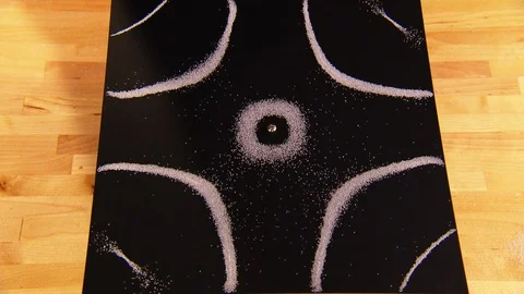 Interesting patterns created due to sands reaction to audio waves Stock Footage 99054207