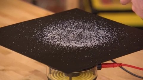 Interesting patterns created due to sands reaction to audio waves Video stock 99054340