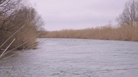 An interesting place on the river for spring and autumn fishing Stock Footage 102806415