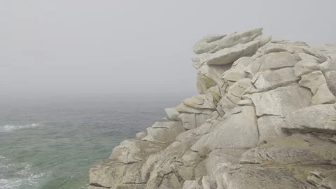 Interesting rock formation on atlantic coast in northern Brittany Stock Footage 147366975