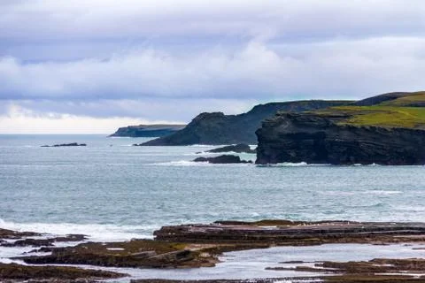 Interesting rock formations at the cliffs surrounding Kilkee, Ireland Stock Photos