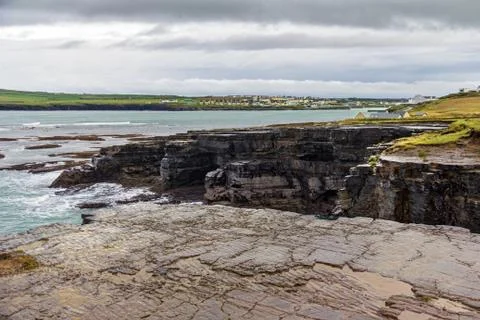 Interesting rock formations at the cliffs surrounding Kilkee, Ireland Stock Photos