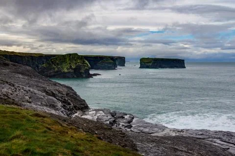Interesting rock formations at the cliffs surrounding Kilkee, Ireland Stock Photos