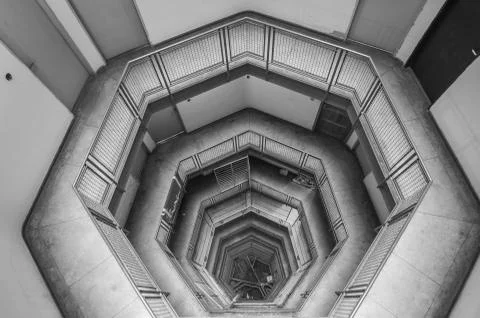 Interesting rounded forms architecture in an old residential building Fotos de archivo