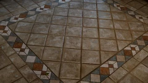 A Interesting Tile Pattern on floor of Home 스톡 사진