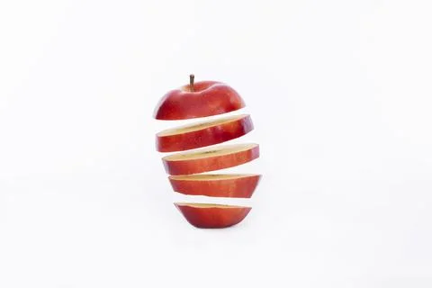 Interesting tower made of red apple slices Stock Photos