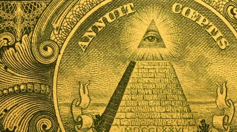 Interesting US $1 Pyramid image macro pan left to right Stock Footage 37115405