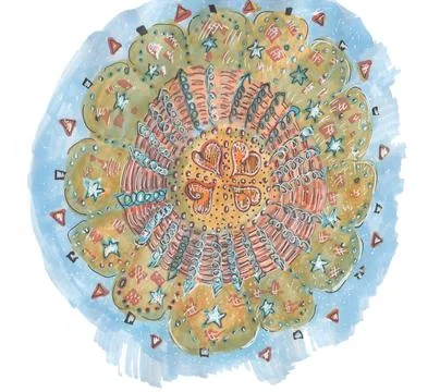 Interesting Valentines Mandala. Pattern with hearts. Pen markers illustration Illustrazione stock