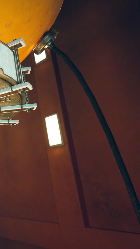 Interesting view of machinery with lights in a work space during daytime Stock Footage 339037866