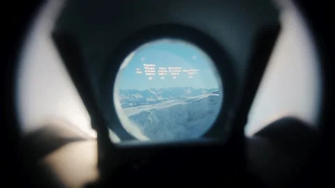 Interesting view from monocular to the different mountains from Swiss Alps Stock Footage 224744161