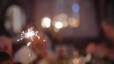 Interesting view of sparkler burning, reverse speed in slow motion. Celebrating Stock Footage 236211850
