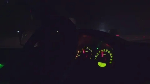 An interesting view of the speedometer of the car in motion Stock Footage 102237353