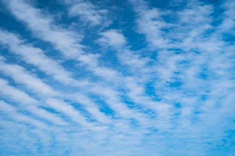 Interesting wavy lines of clouds probably cirrocumulus on a summer day. Stock Photos