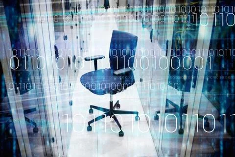 Interface against digitally generated black and blue matrix Stockillustratie